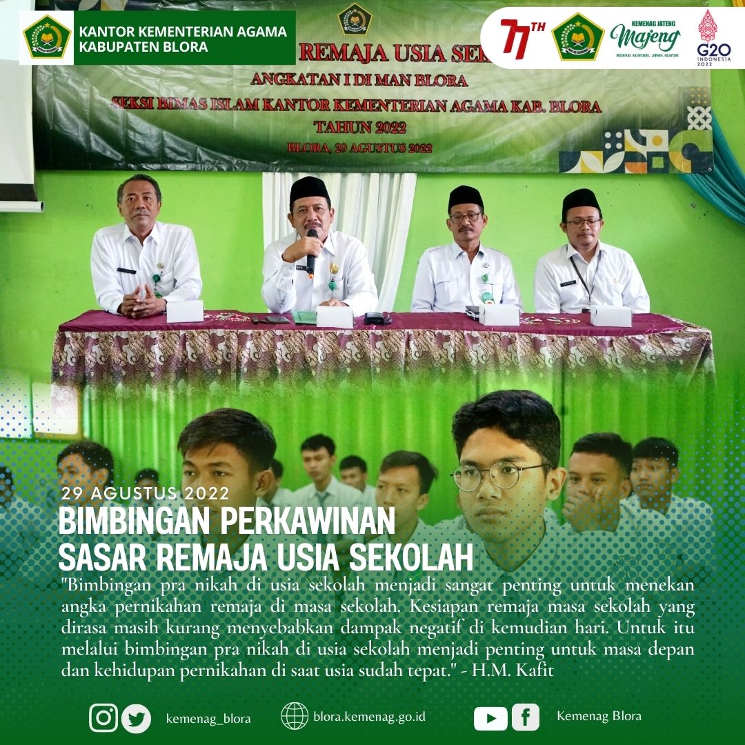 Bimbingan Perkawinan Sasar Remaja Usia Sekolah di Kabupaten Blora