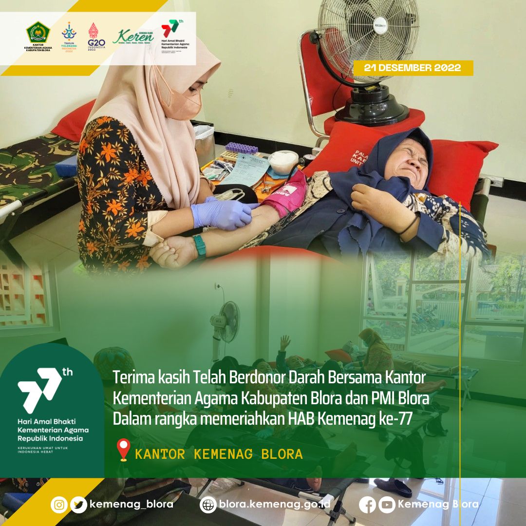 Peduli Sesama, Kemenag Blora Gelar Aksi Donor Darah Sambut HAB Kemenag ke-77